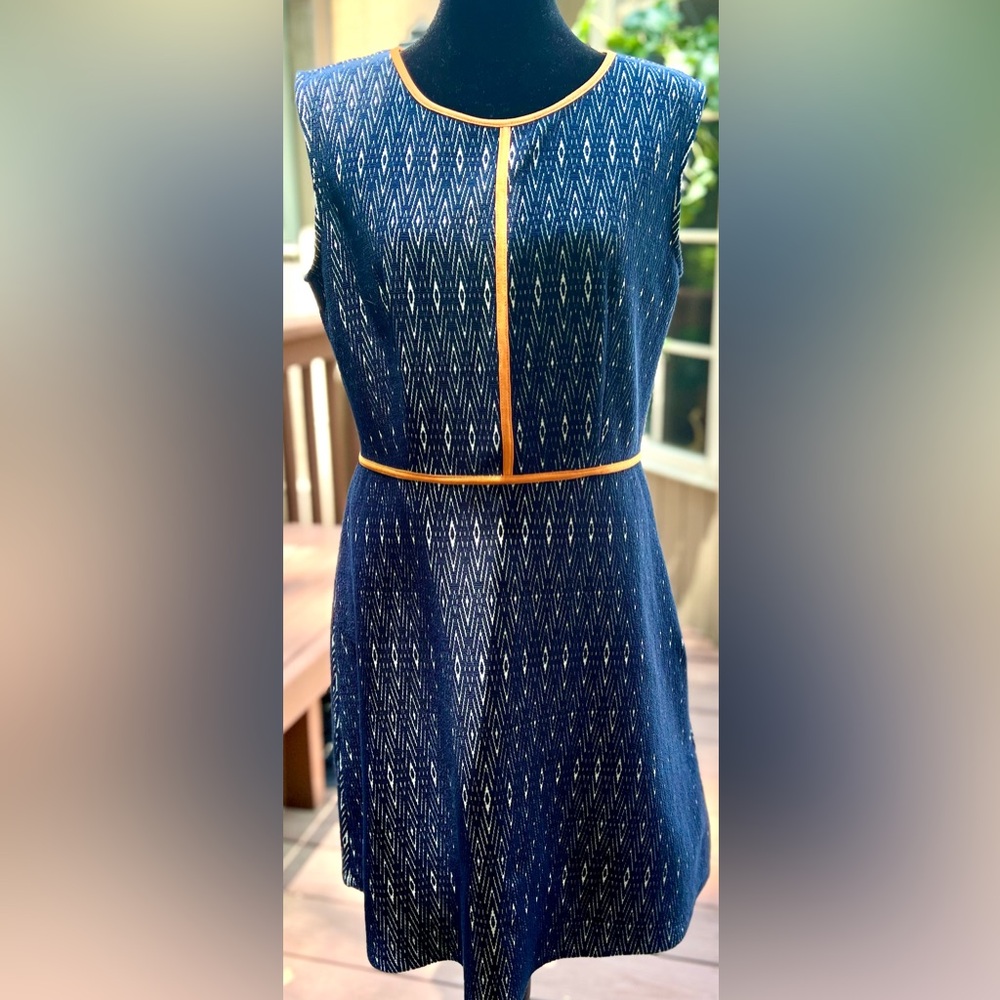 FINAL PRICE ~ THML Navy & Tan Sleeveless Dress by THML, Sz L, Classy!